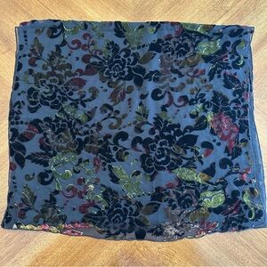 Page D. 100% Silk Floral Velvet Burnout Scarf, Size 20x70